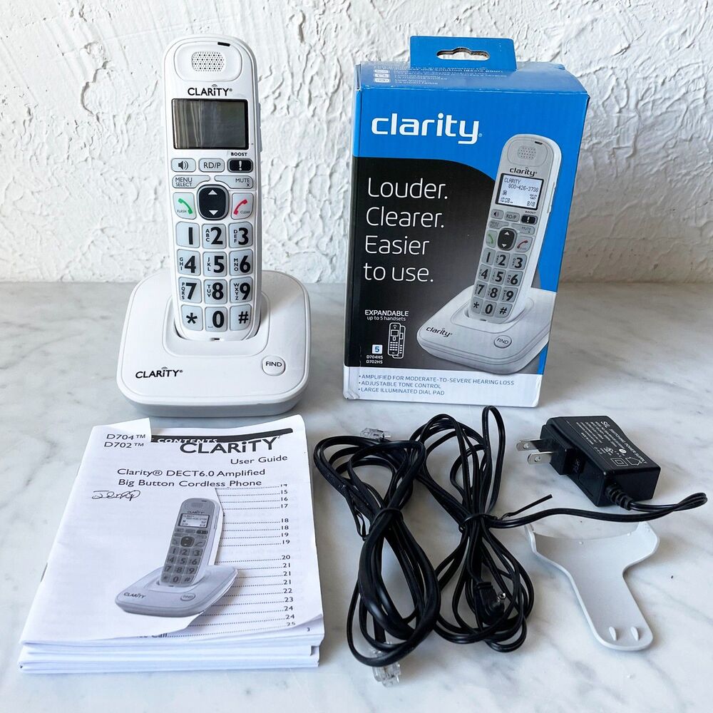 Clarity Cordless Phone D704 40db Amplified/Low Vision with CID Display